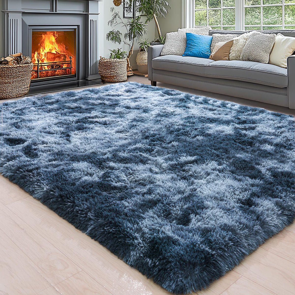 8x10 Area Rugs for Living Room, Cream White Soft Fuzzy Large Shaggy Rug