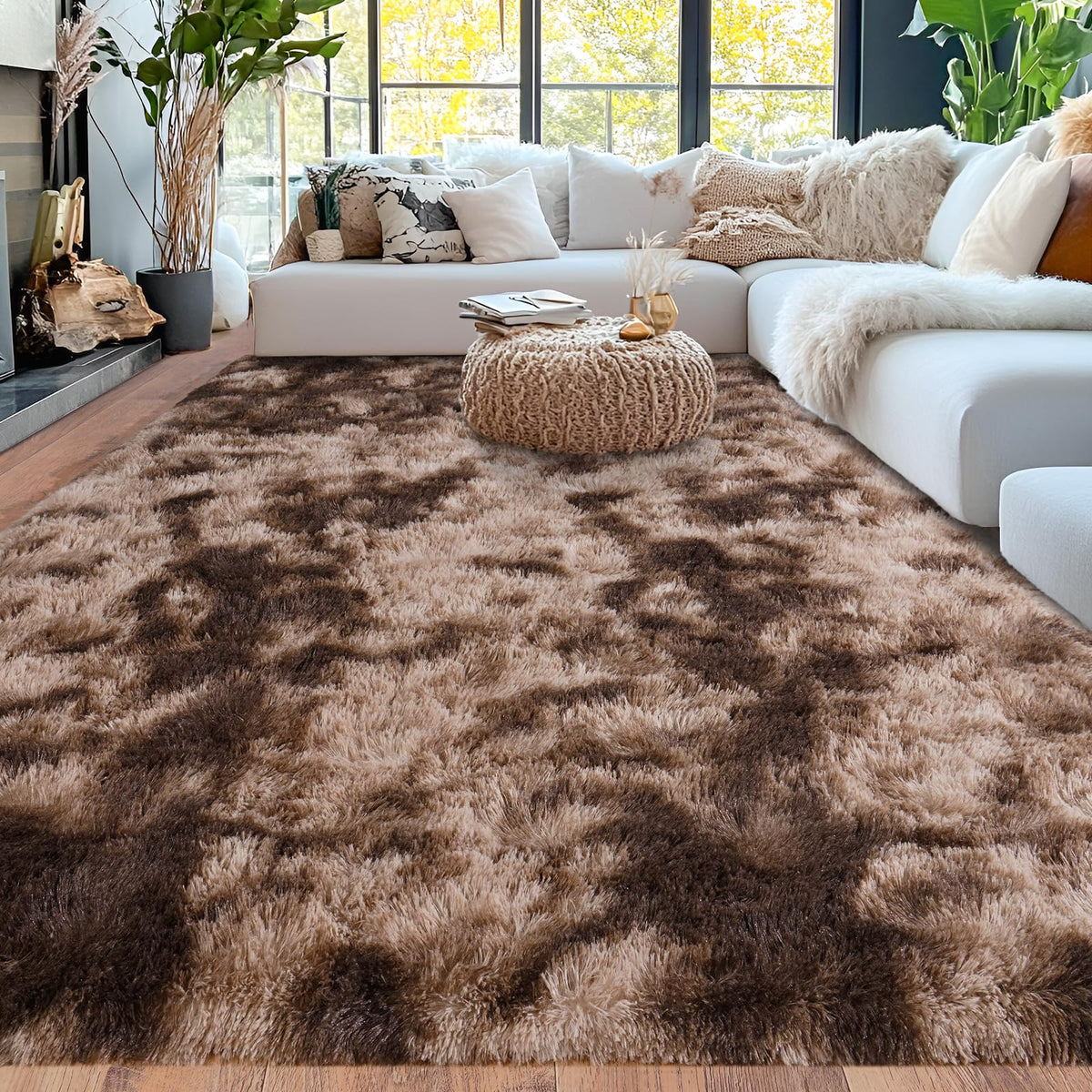 8x10 Area Rugs for Living Room, Cream White Soft Fuzzy Large Shaggy Rug