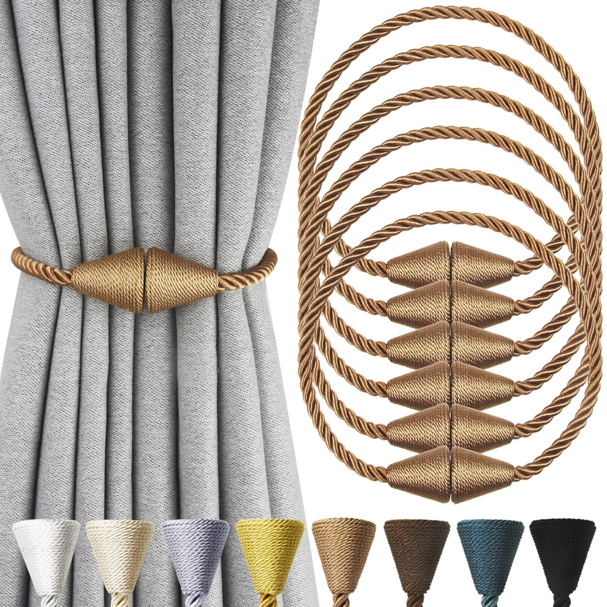 Magnetic Curtain Tiebacks Rope Decorative Holdbacks for Drapes Nieffeiy