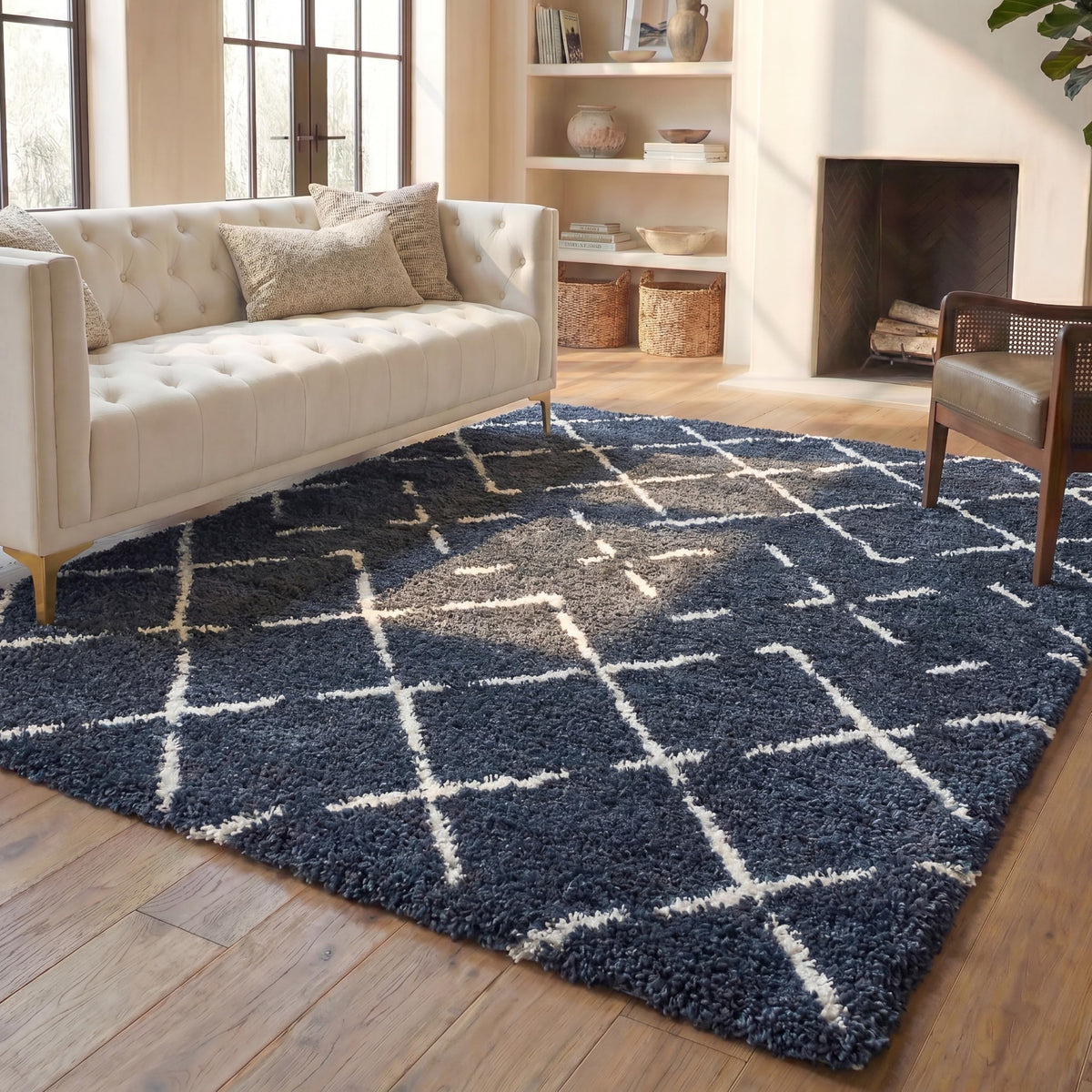 SAFAVIEH Arizona Shag Rug 5'1"x7'6", Soft Plush Ivory & Beige ASG743A