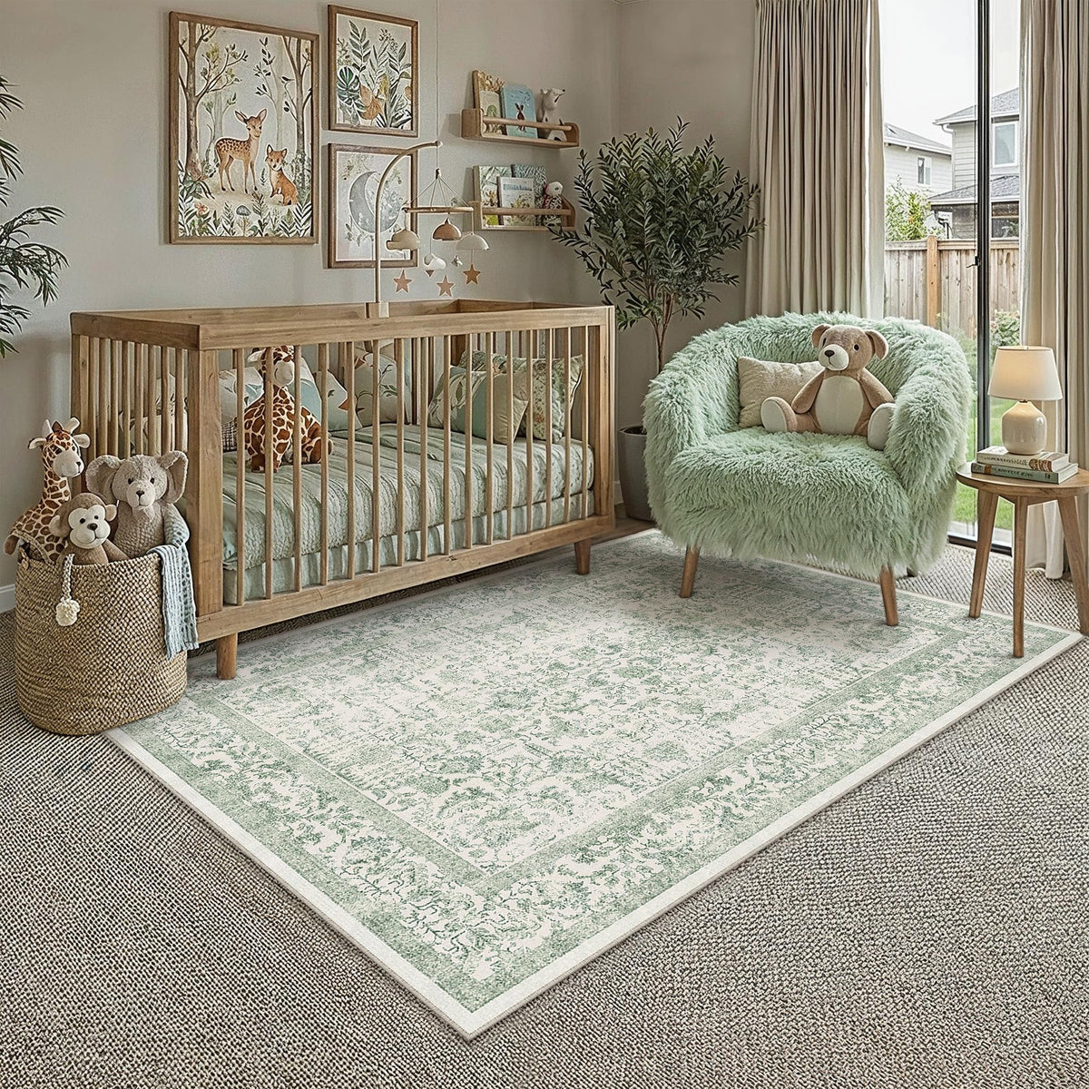 PureCozy Gray Area Rug 8x10 Vintage Floral