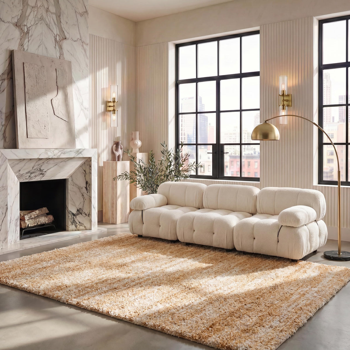 SAFAVIEH Hudson Shag Rug 10x14, Plush X-Large Ivory & Grey SGH295B