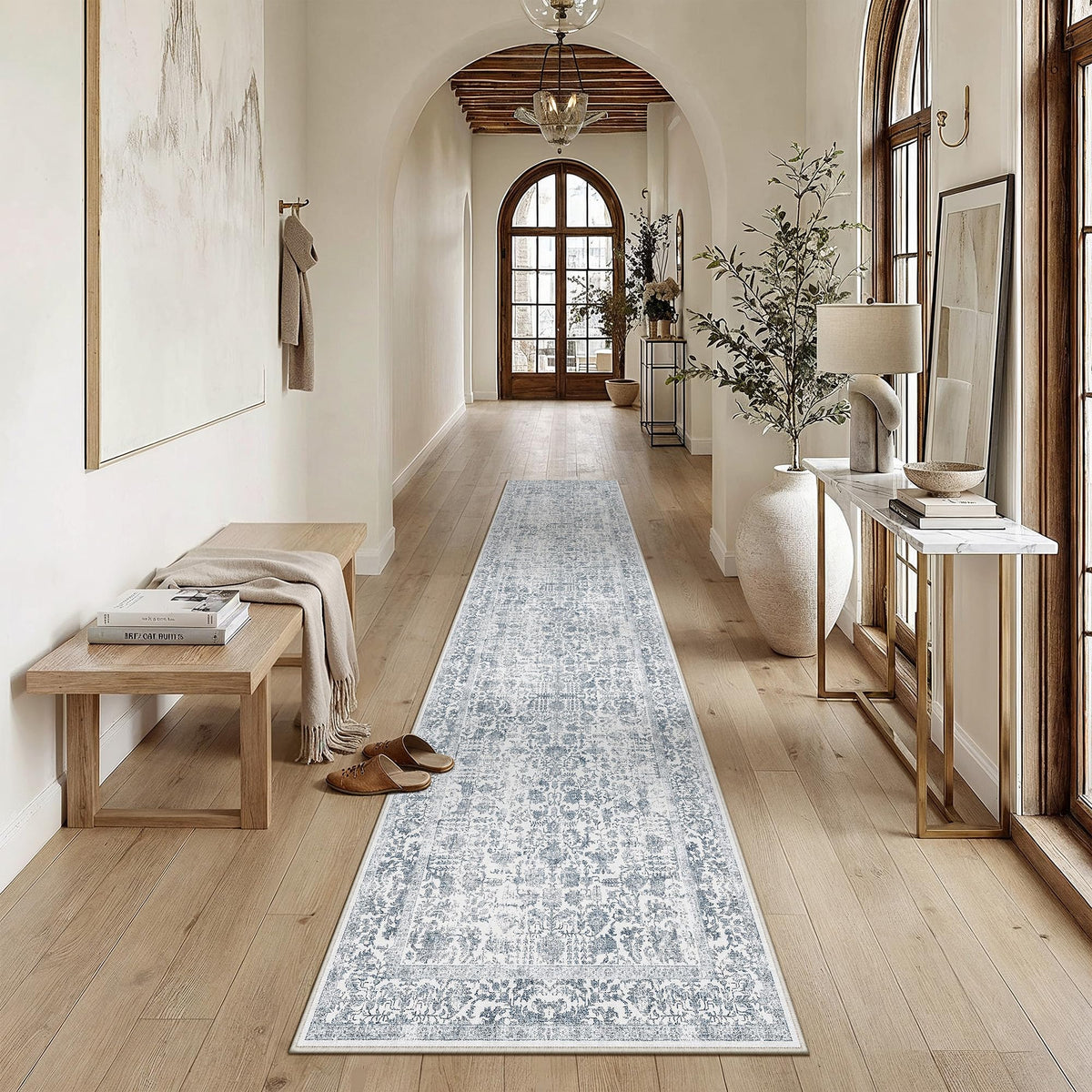 PureCozy Gray Area Rug 8x10 Vintage Floral