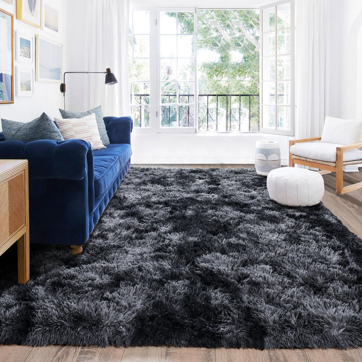 8x10 Area Rugs for Living Room, Ultra Soft Large Shag Black Bedroom Rug Upgrade Non-Slip Plush Modern Fluffy Carpet for Kids Boys Girls Room Home Decor Aesthetic