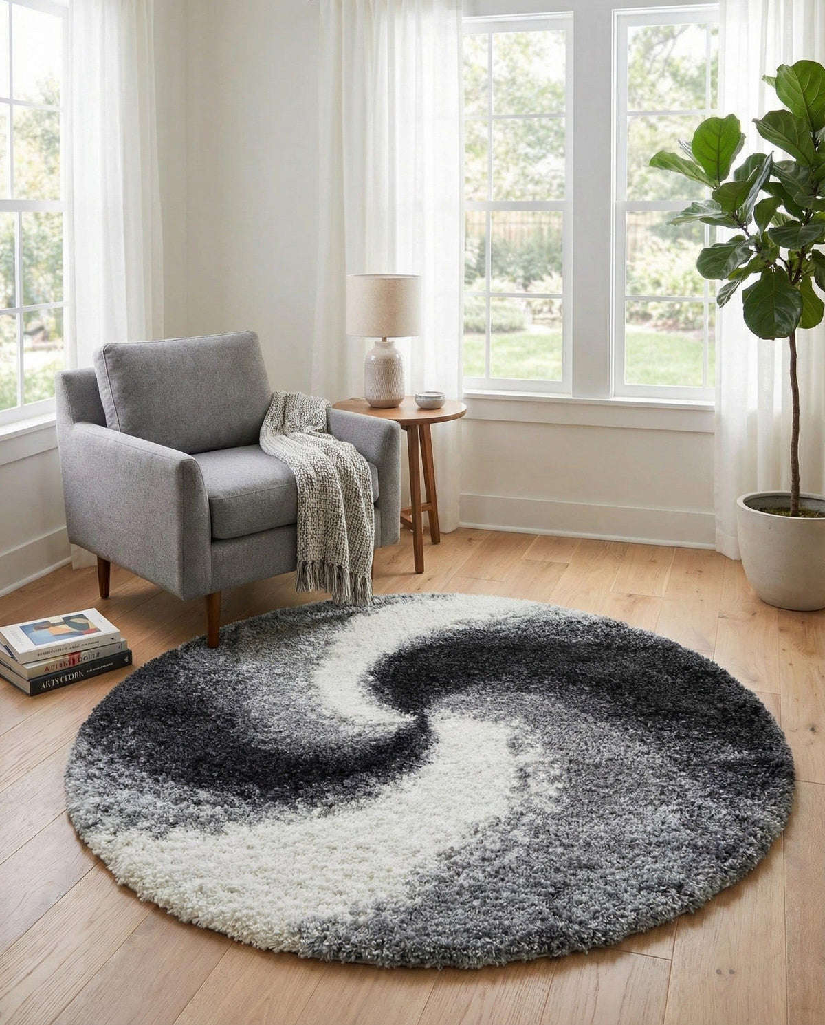 Rugs.com - Soft Touch Shag Rug – 4' 1 x 6' 1 Khaki Shag Rug – Plush Abstract Design for Bedrooms, Living Rooms, and Home Offices