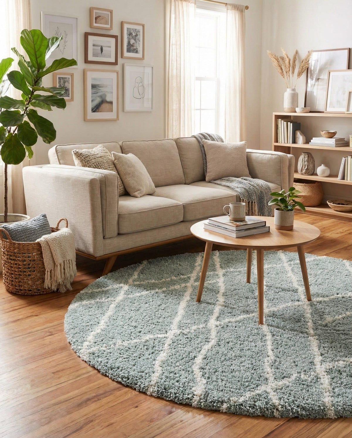 Rugs.com - Soft Touch Shag Rug – 6' 1 x 9' Sage Green Plush Shag Rug – Ultra Soft High Pile Area Rug for Bedroom, Living Room, and Home Office