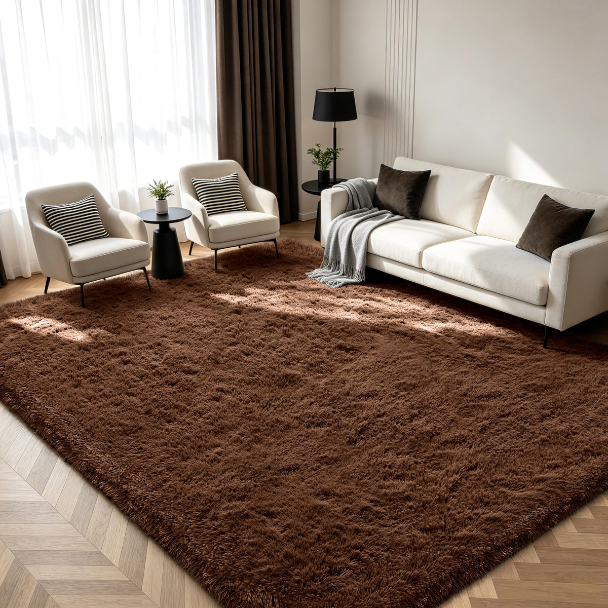 Shag Area Rugs for Bedroom Living Room,8X10 Ultra Soft Fluffy Area Rugs for Dorm,Indoor Carpet Plush Rugs for Living Room Home Decor,Tie-Dye Grey