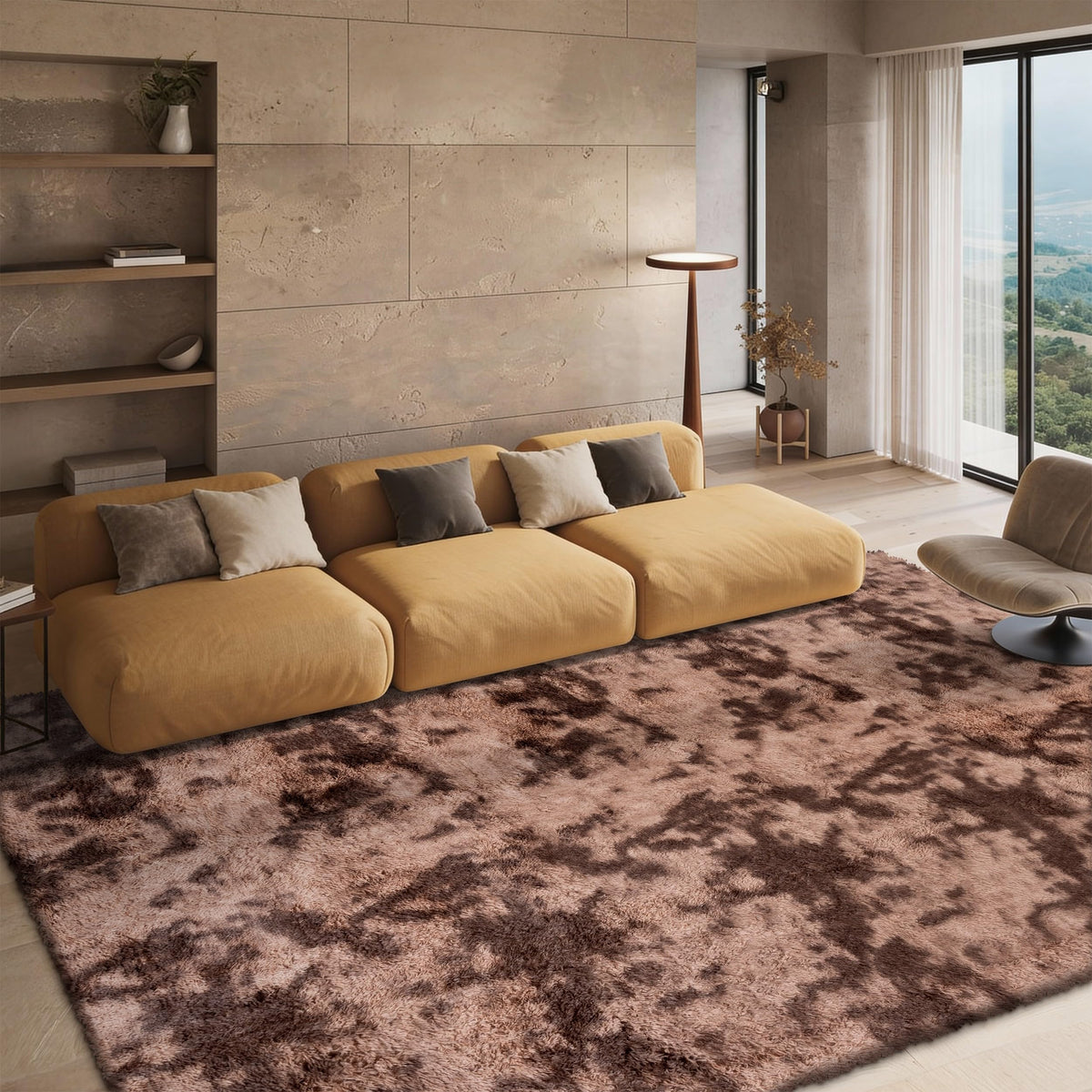 SAFAVIEH Rainbow Shag Collection Area Rug - 8' x 10', Light Beige, Slip Resistant, Non-Shedding & Easy Care, 1.6-inch Thick, Ideal for Living Room, Bedroom, Home Office, Dining Space (RBO100A-8)