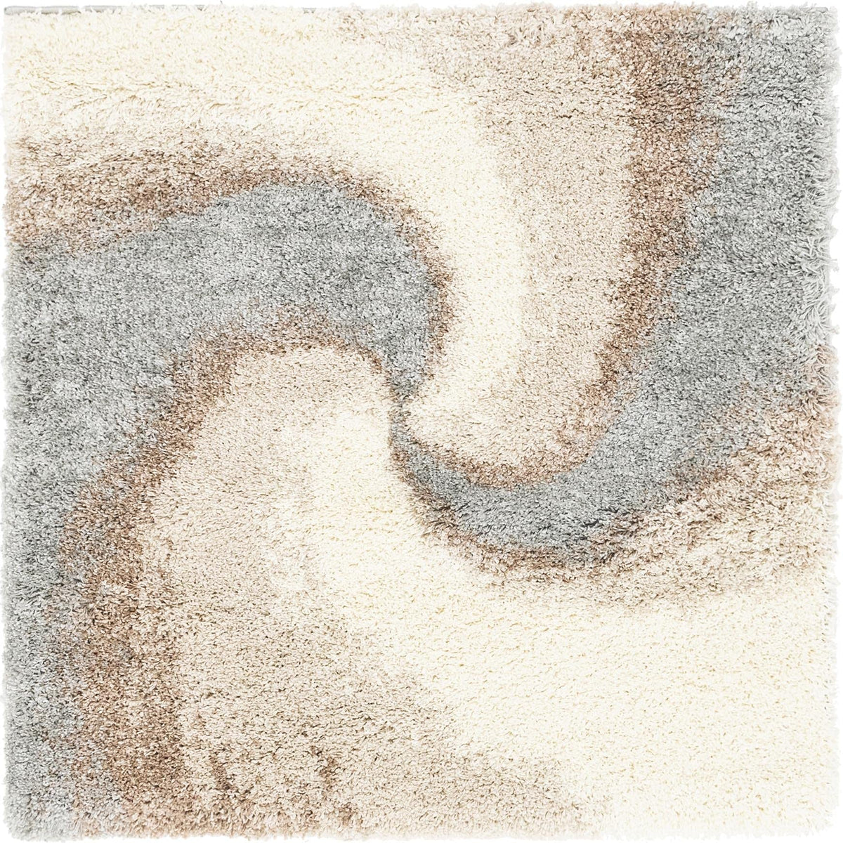 Rugs.com - Soft Touch Shag Rug – 4' 1 x 6' 1 Khaki Shag Rug – Plush Abstract Design for Bedrooms, Living Rooms, and Home Offices