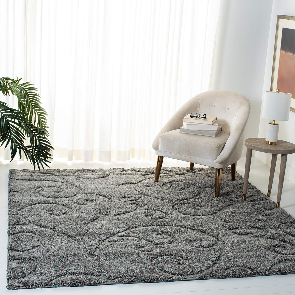 SAFAVIEH Florida Shag Rug 8'x10', Soft Plush Cream & Beige SG455-1113