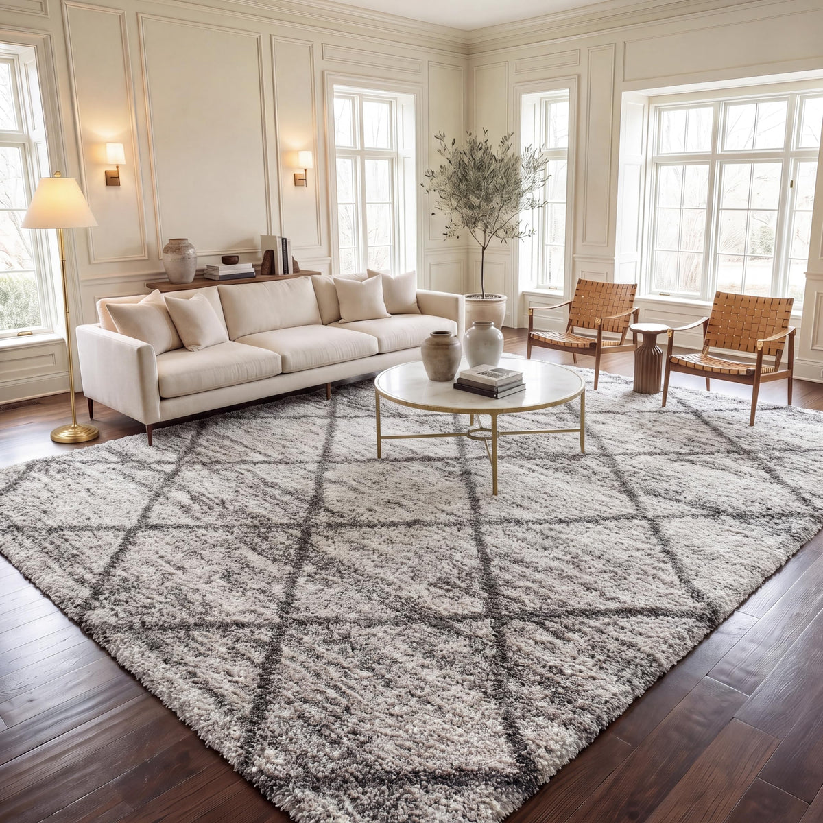 SAFAVIEH Hudson Shag Rug 8'x10', Soft Plush Moroccan Ivory & Beige SGH281D