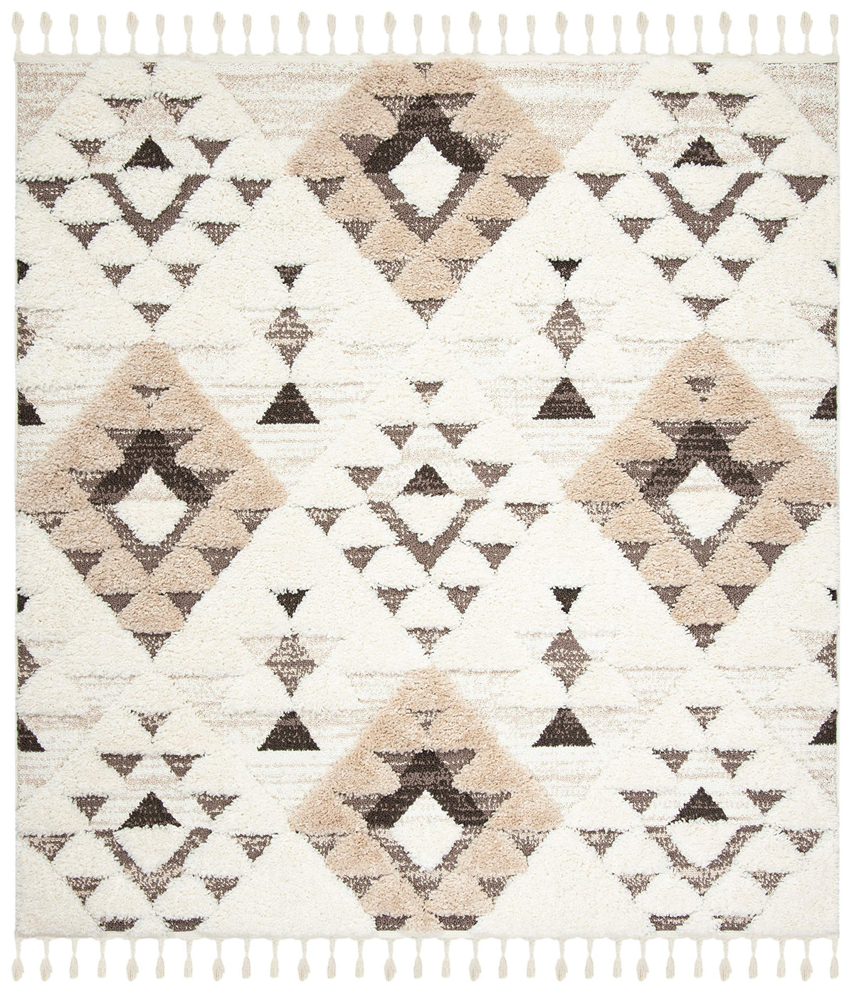 SAFAVIEH Moroccan Tassel Shag Rug 5'3"x7'6", Ivory & Brick Rust MTS688P
