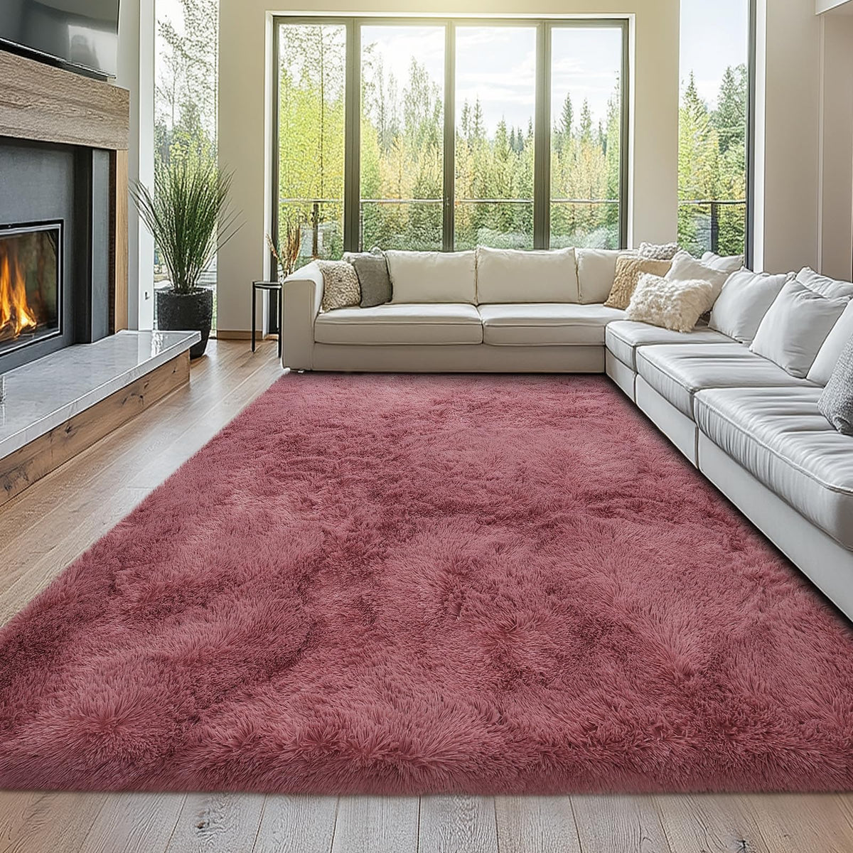 Topmaxcs Fluffy 8x10 Area Rug for Living Room – Grey Shag Plush Rugs