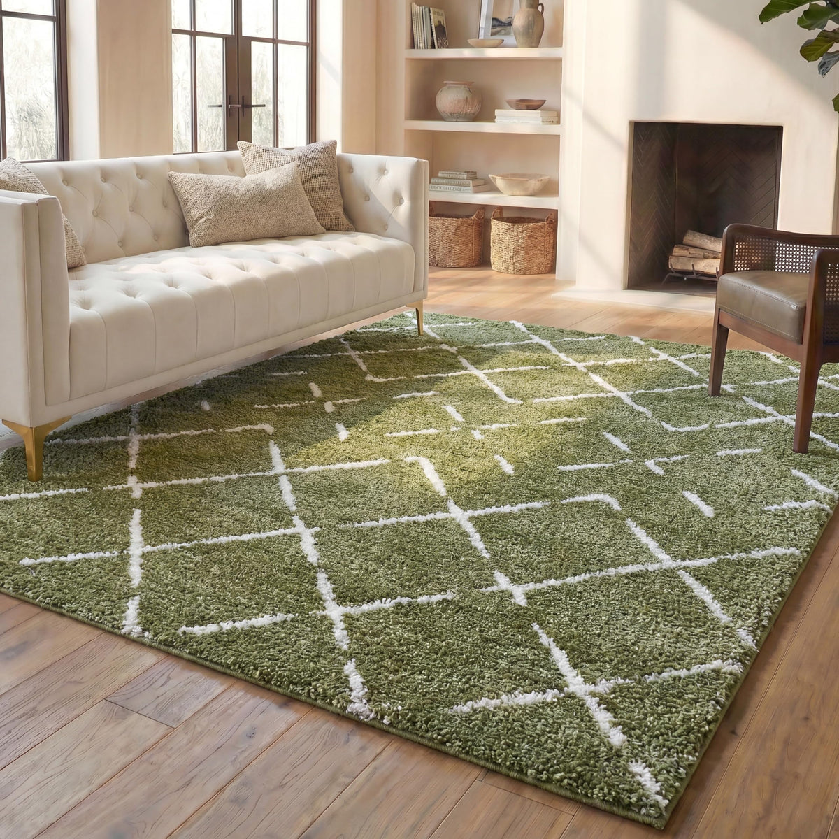 SAFAVIEH Arizona Shag Rug 5'1"x7'6", Soft Plush Ivory & Beige ASG743A