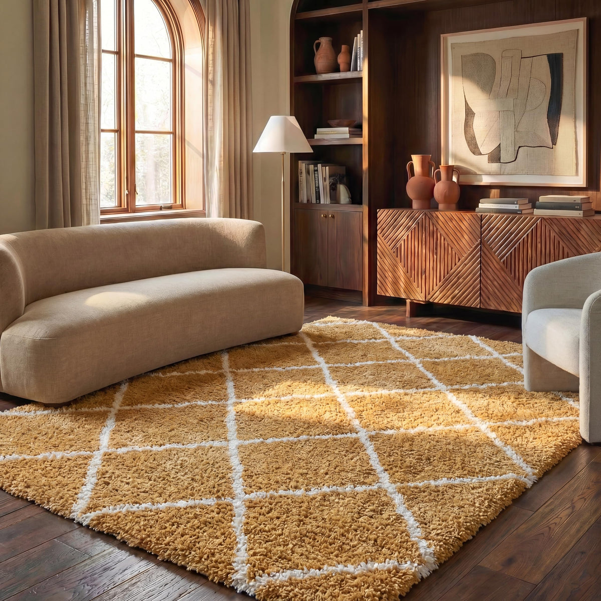 SAFAVIEH Hudson Shag Rug 8'x10', Soft Plush Moroccan Ivory & Beige SGH281D