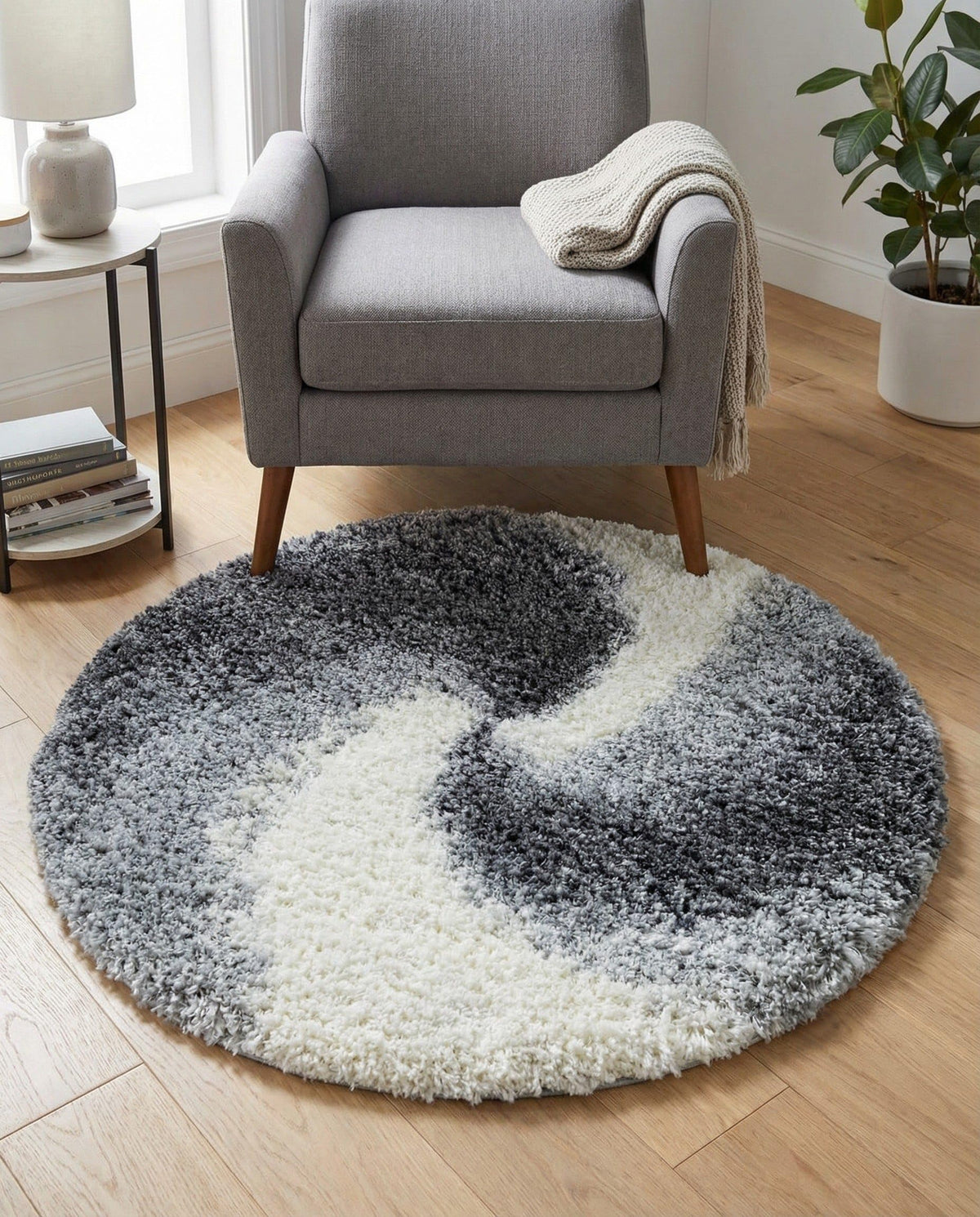 Rugs.com - Soft Touch Shag Rug – 4' 1 x 6' 1 Khaki Shag Rug – Plush Abstract Design for Bedrooms, Living Rooms, and Home Offices