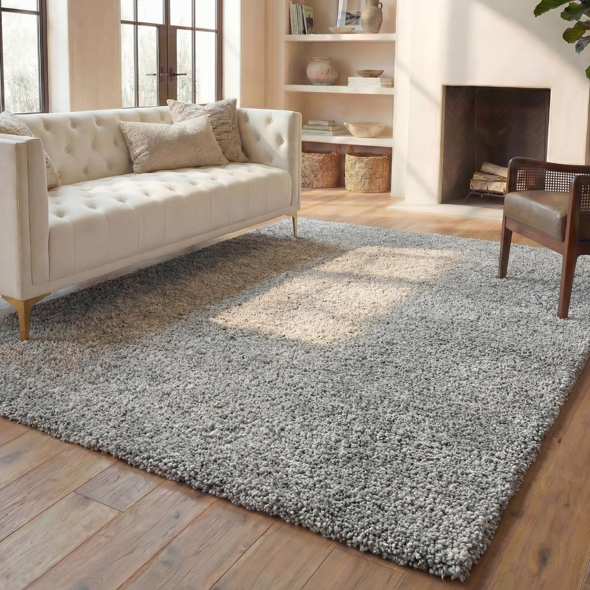 SAFAVIEH Area Rug 8x10 - California Shag Collection - Large - Beige, Non-Shedding & Easy to Clean, Ultra Plush Thick Pile, Ideal for Living Room, Bedroom, Dining Space (SG151-1313)