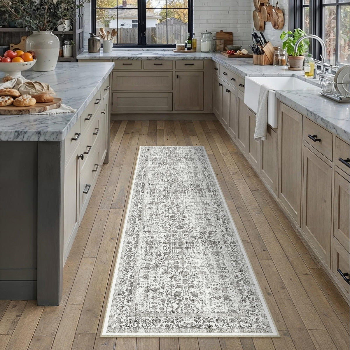 PureCozy Gray Area Rug 8x10 Vintage Floral