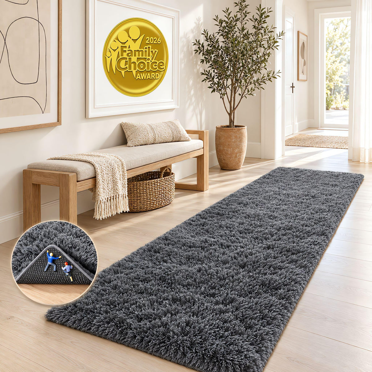 Ophanie 8x10 Area Rugs for Living Room, Washable Non-Slip Fluffy Soft Large Shag Bedroom Carpet, Ivory Big Indoor Nursery Rug, Carpets for Boy and Girls Room Dorm Decor with Over 99 pcs Pile fibers