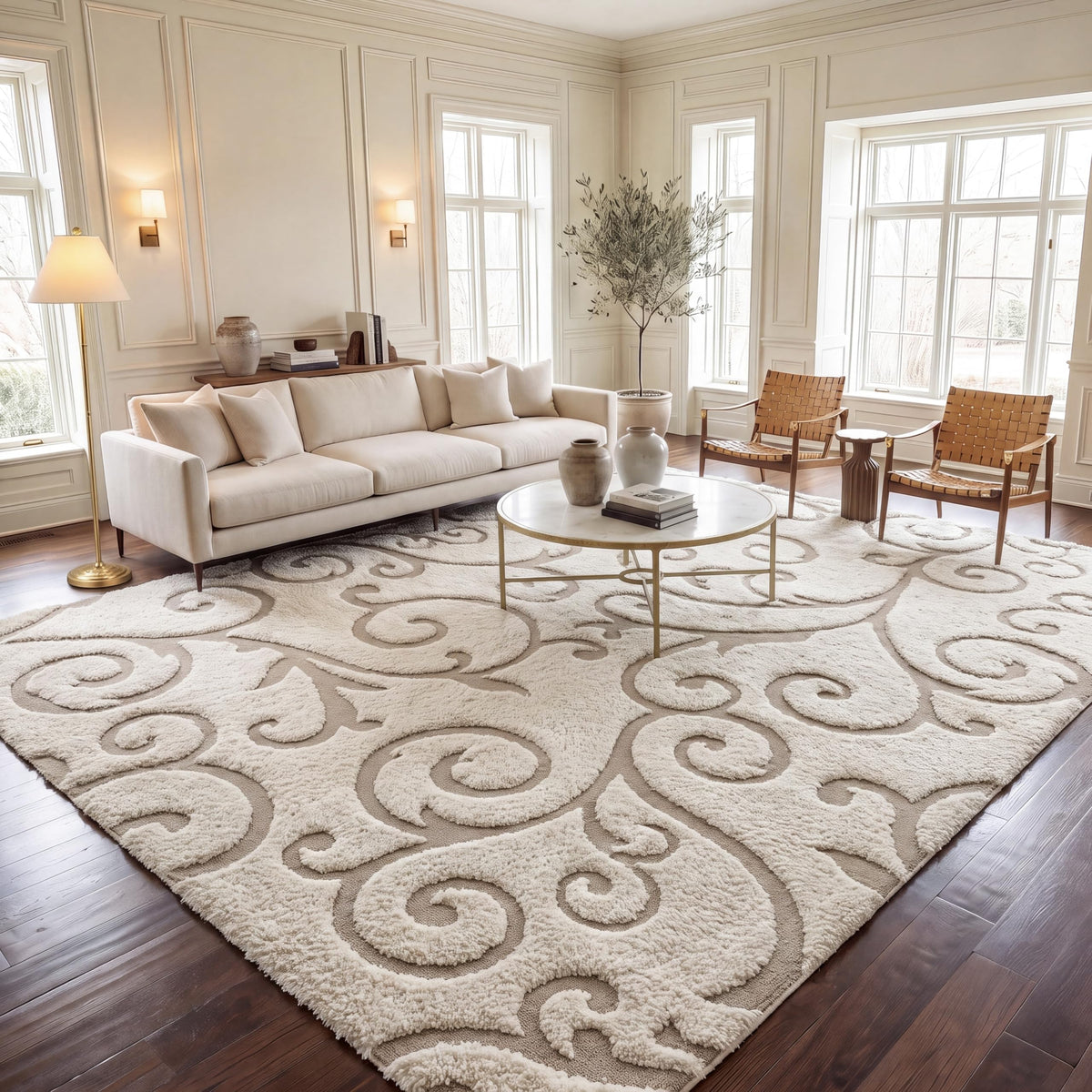 SAFAVIEH Florida Shag Rug 8'x10', Soft Plush Cream & Beige SG455-1113