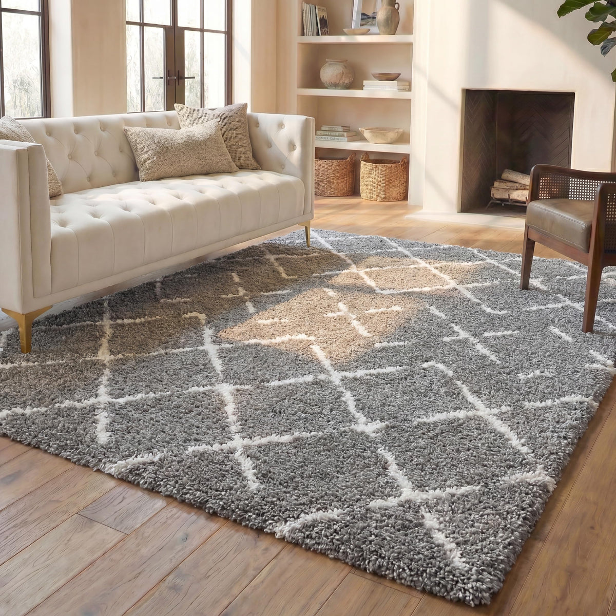 SAFAVIEH Arizona Shag Rug 5'1"x7'6", Soft Plush Ivory & Beige ASG743A