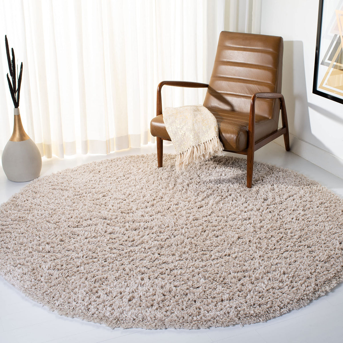SAFAVIEH August Shag Rug 5'3"x7'6", Soft Plush Modern Ivory AUG200C