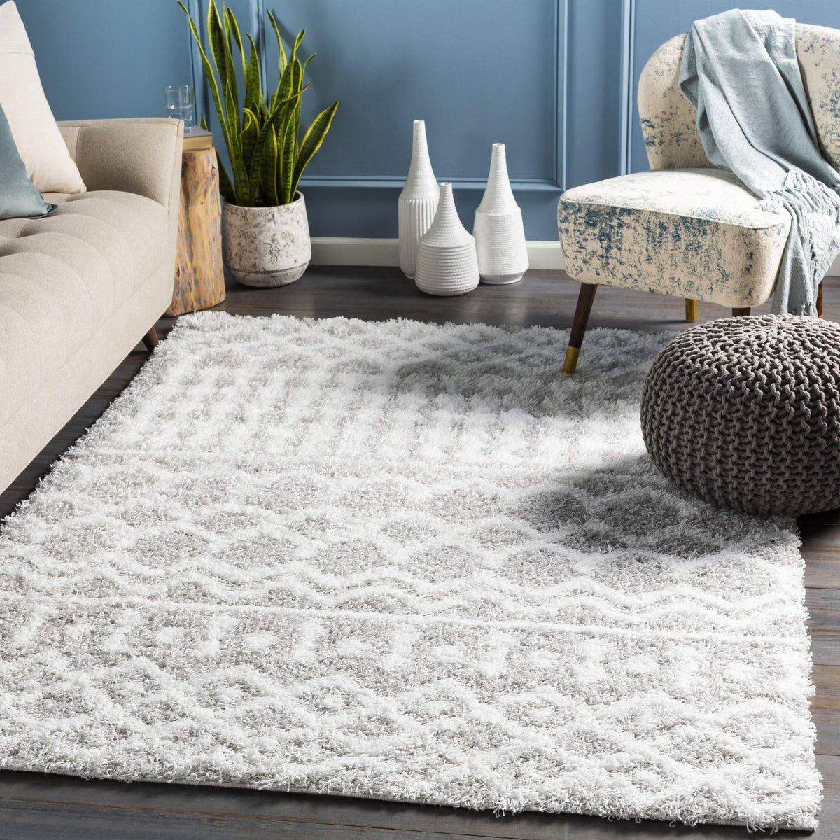 Livabliss Hapsburg Moroccan Shag Area Rug, 5'3" x 7'3", Beige
