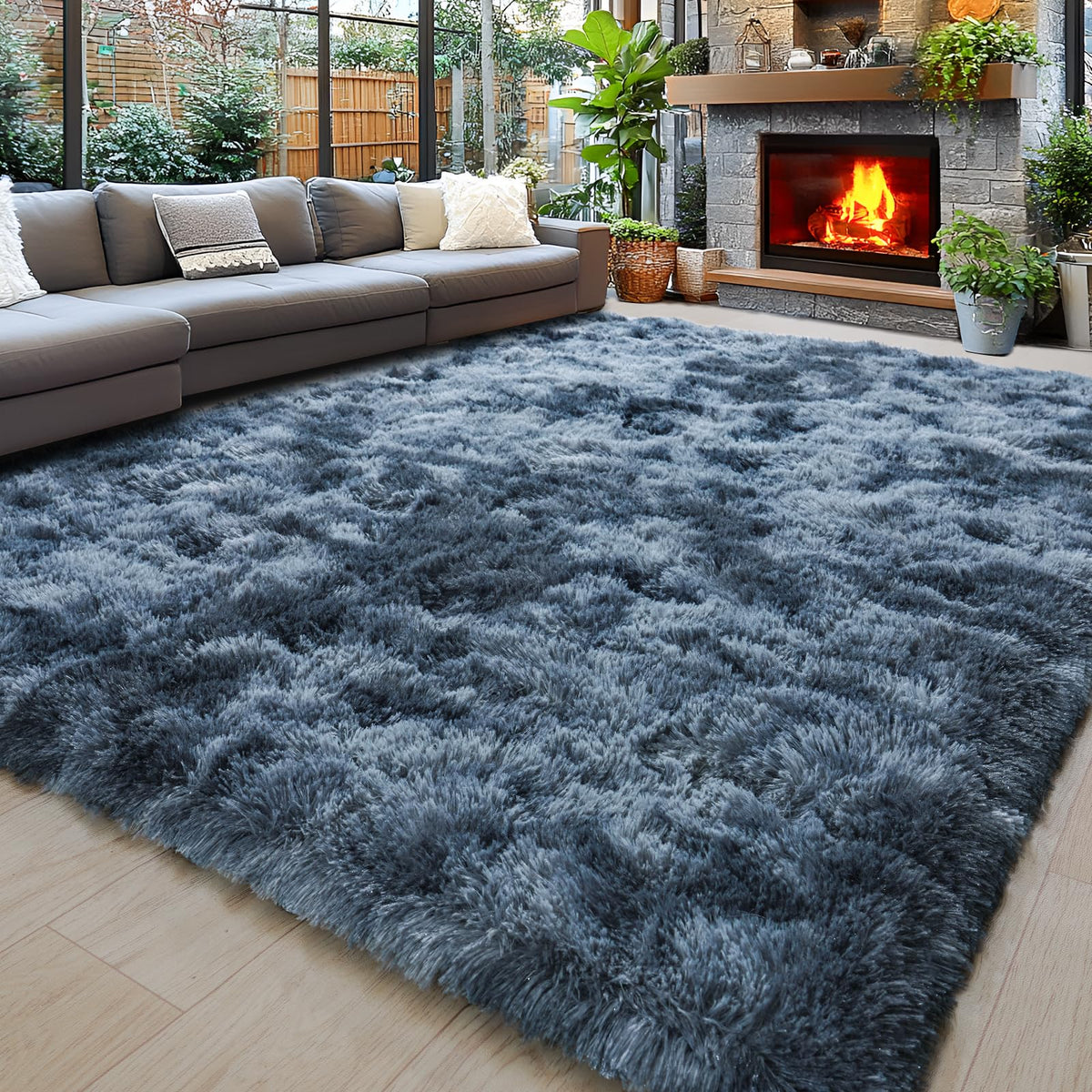 8x10 Area Rugs for Living Room, Cream White Soft Fuzzy Large Shaggy Rug