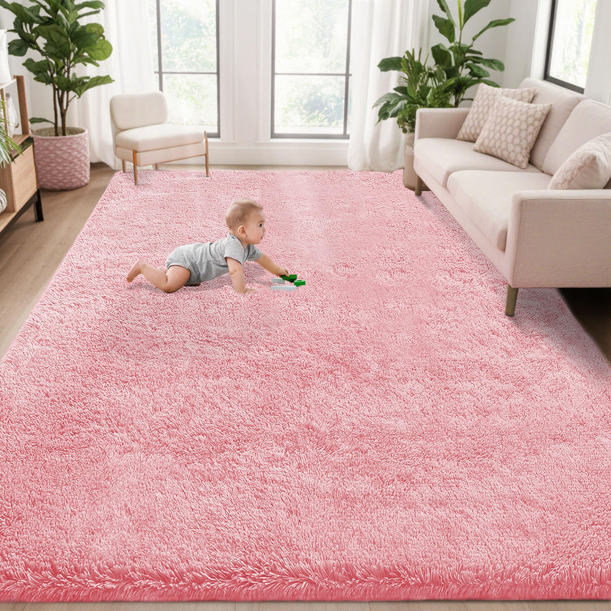 8x10 Area Rugs for Living Room: Fluffy Shag Soft Washable Rug Large Fuzzy Plush Indoor Carpet for Bedroom Nursery Playroom Kids Girls Boys Room (Camel, 8'x10')