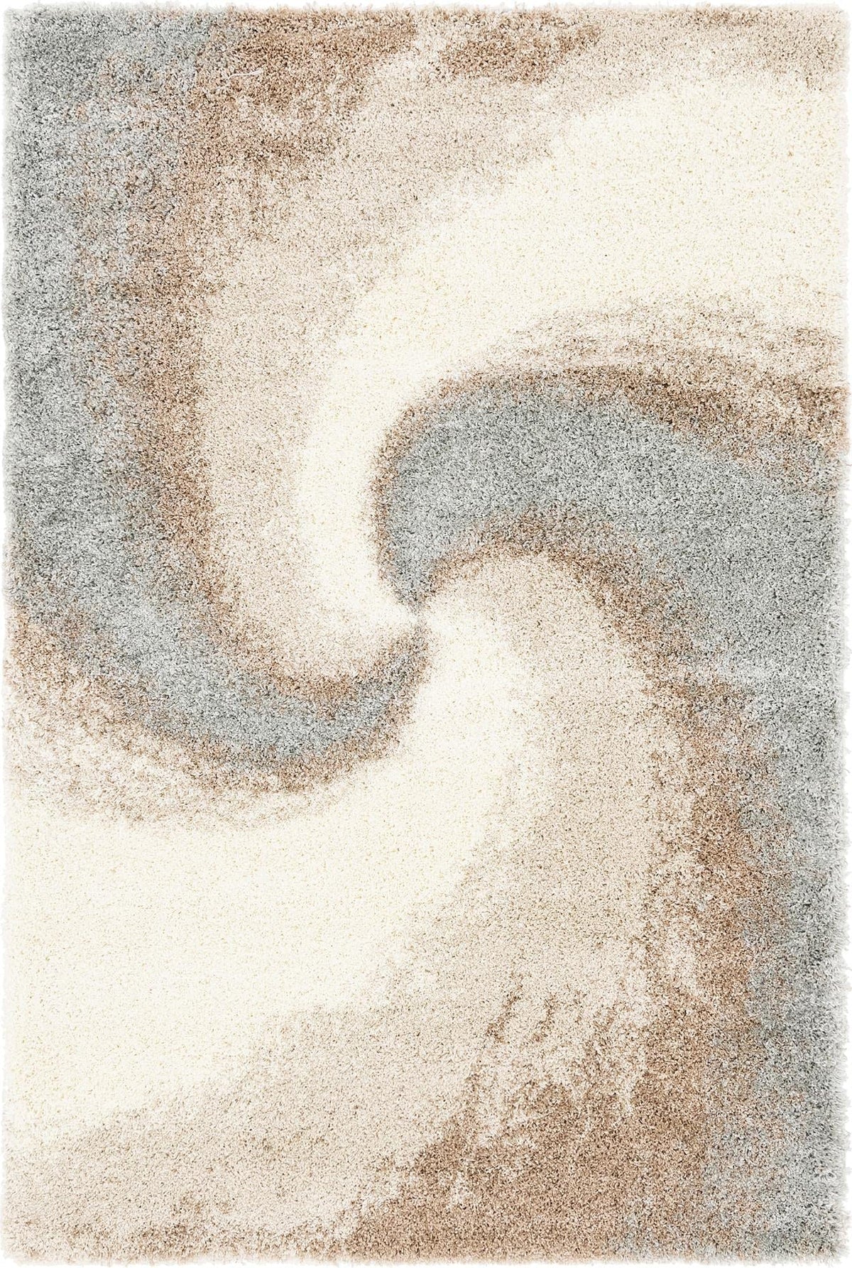 Rugs.com - Soft Touch Shag Rug – 4' 1 x 6' 1 Khaki Shag Rug – Plush Abstract Design for Bedrooms, Living Rooms, and Home Offices