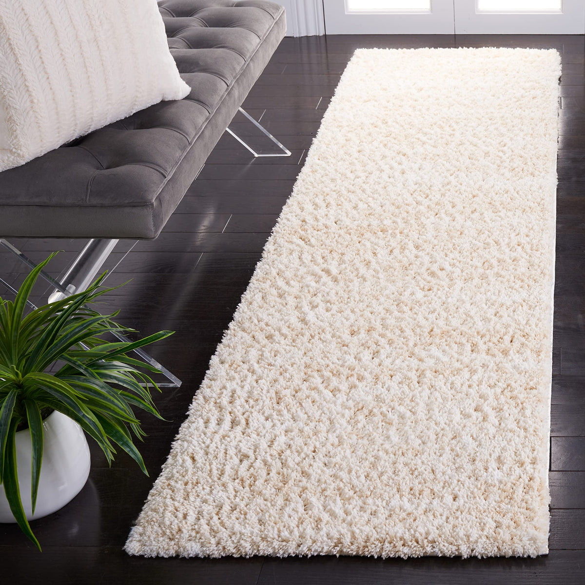SAFAVIEH Berber Shag Rug 8x10, Large Ivory & Beige BER563A