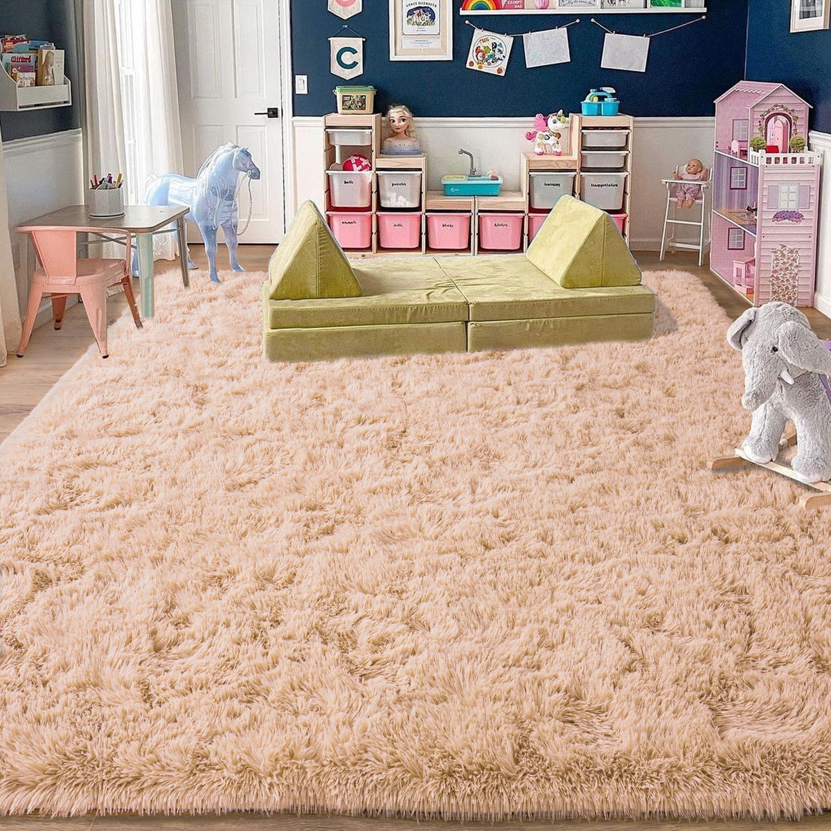 8x10 Area Rugs for Living Room, Ultra Soft Large Shag Black Bedroom Rug Upgrade Non-Slip Plush Modern Fluffy Carpet for Kids Boys Girls Room Home Decor Aesthetic