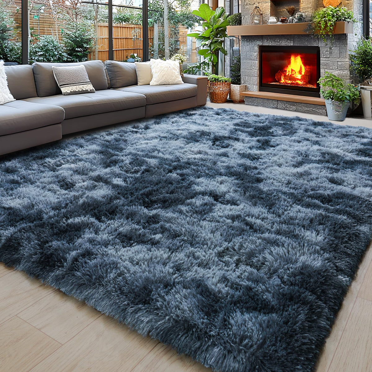 8x10 Area Rugs for Living Room, Cream White Soft Fuzzy Large Shaggy Rug