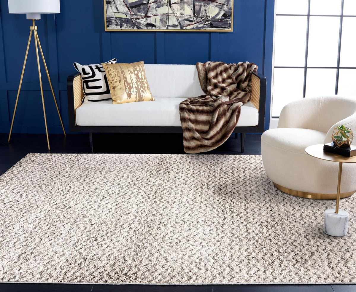 SAFAVIEH Hudson Shag Rug 11x15, Plush Chevron X-Large Ivory & Grey SGH330A