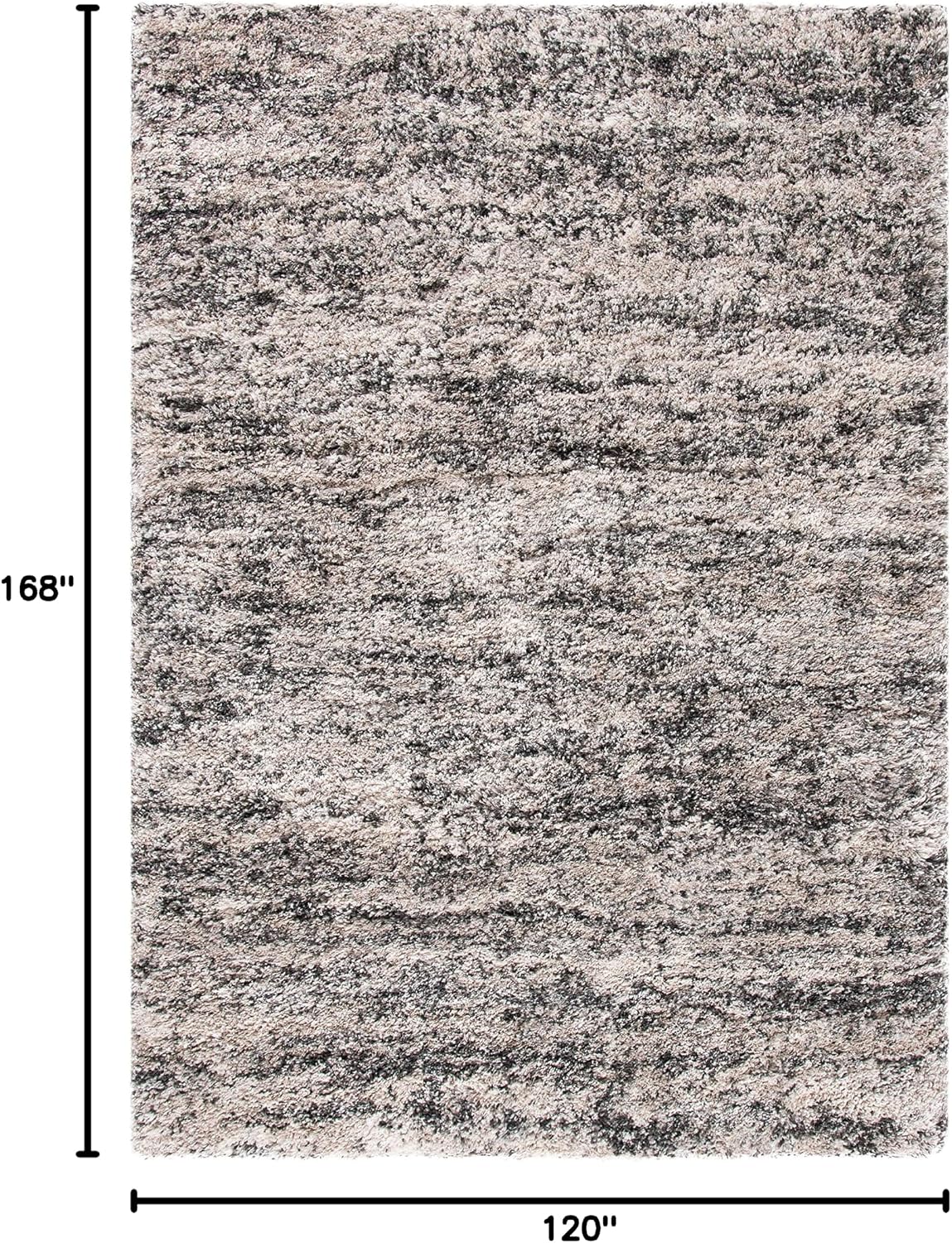 SAFAVIEH Iceland Shag Collection Area Rug - 10' x 14', Cream & Grey, Modern Design, Easy Care, 2.5-inch Thick Ideal for High Traffic Areas in Living Room, Bedroom (ISG519A)
