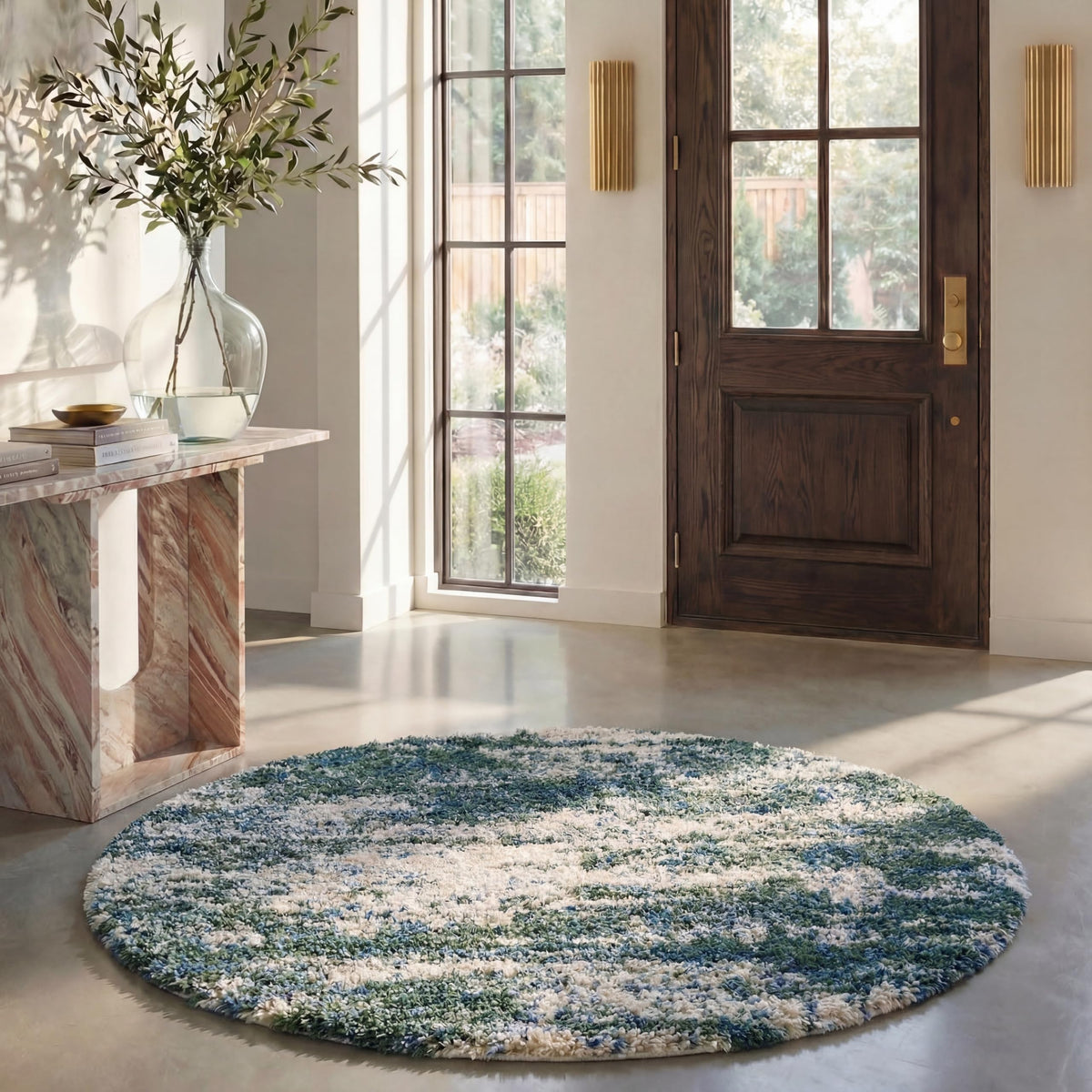 SAFAVIEH Berber Shag Rug 8x10, Large Grey Blue & Cream BER219G