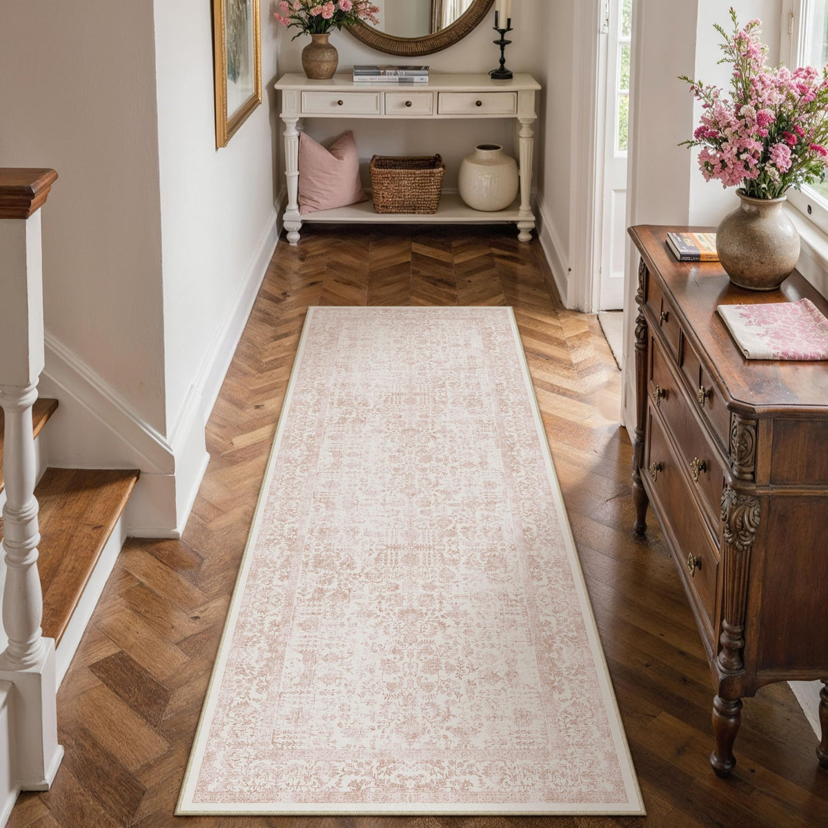 PureCozy Gray Area Rug 8x10 Vintage Floral