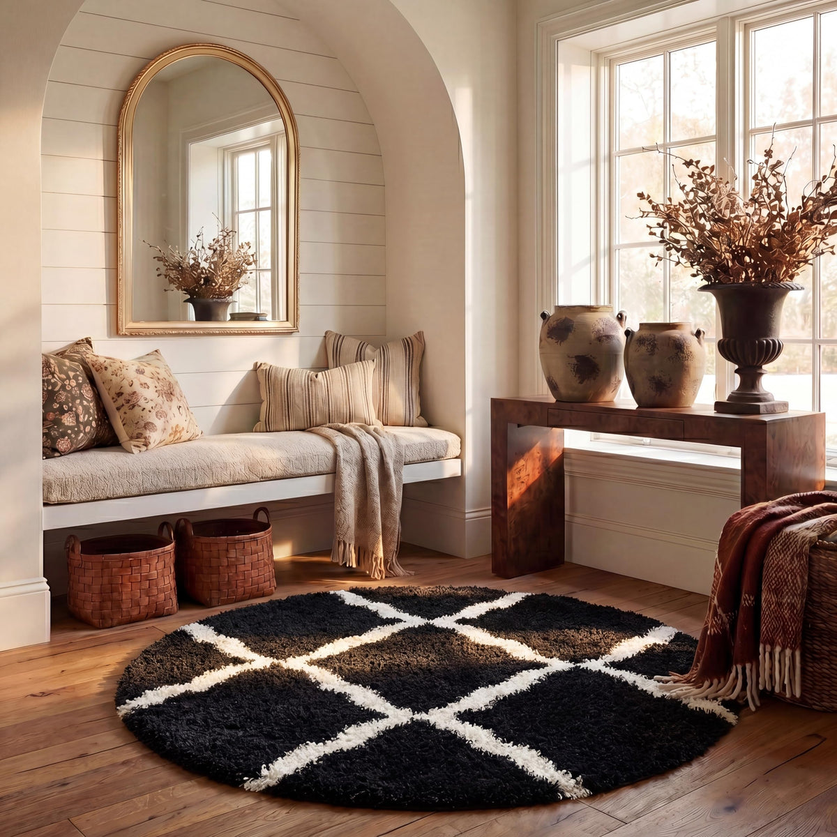 SAFAVIEH Dallas Shag Collection 8' x 10' Beige/Ivory SGD257D Trellis Non-Shedding Living Room Bedroom Dining Room Entryway Plush 1.5-inch Thick Area Rug