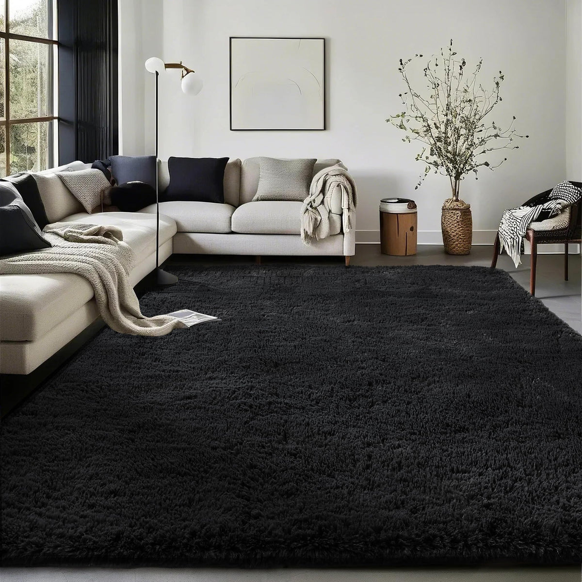 Ophanie 8x10 Area Rugs for Living Room, Washable Non-Slip Fluffy Soft Large Shag Bedroom Carpet, Ivory Big Indoor Nursery Rug, Carpets for Boy and Girls Room Dorm Decor with Over 99 pcs Pile fibers
