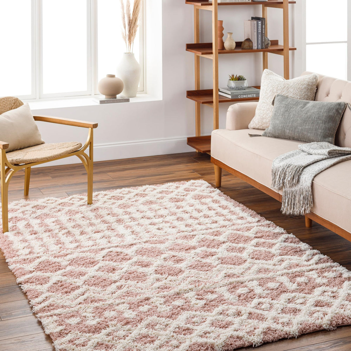 Livabliss Hapsburg Moroccan Shag Area Rug, 5'3" x 7'3", Beige