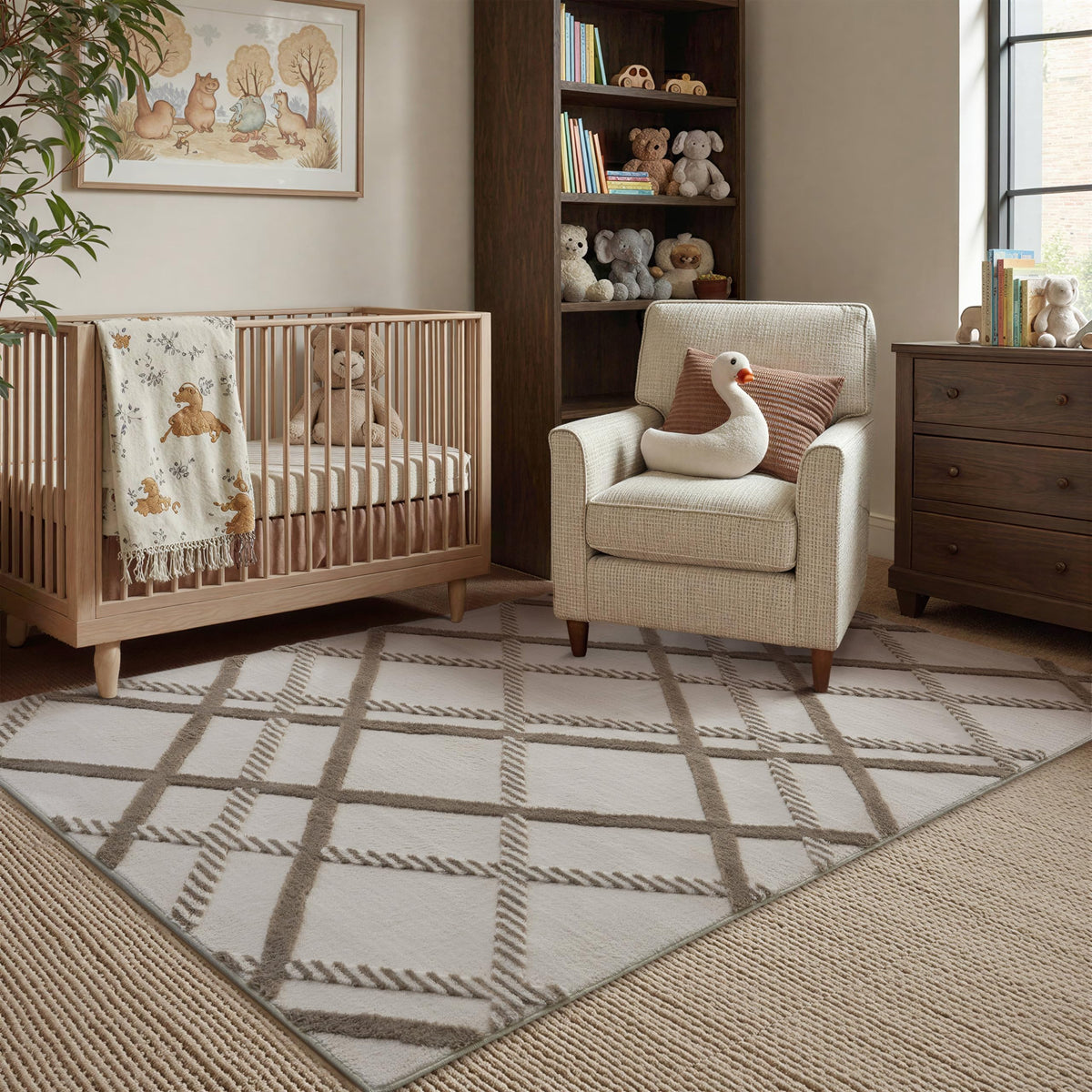 HUGEAR 8x10 White Soft Shag Area Rug Non Slip for Living Room