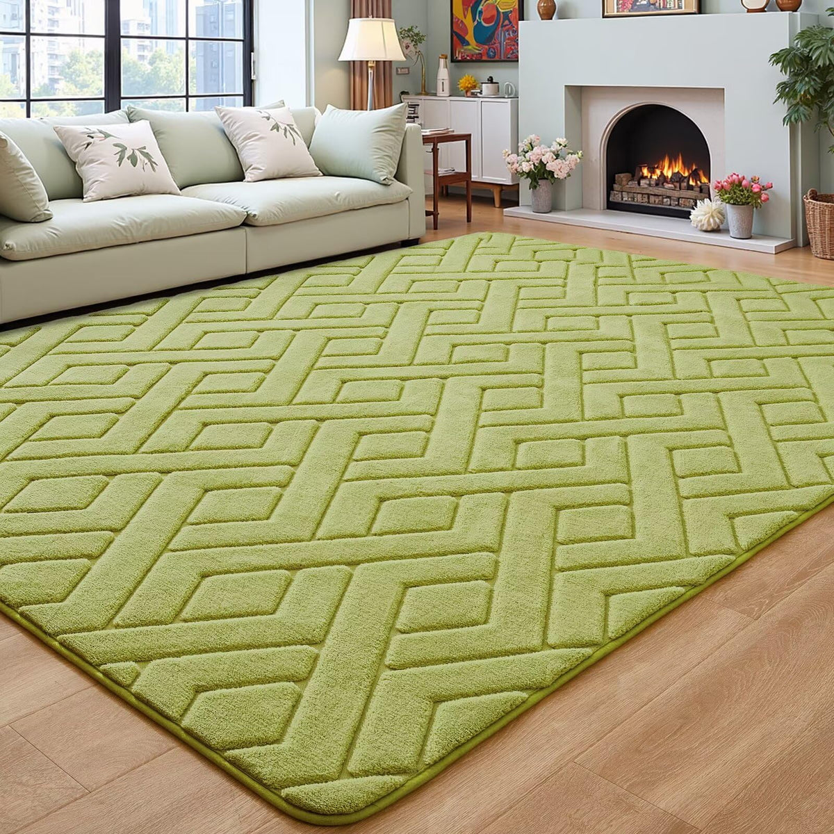 5x7 Black Fluffy Shag Area Rug for Living Room Bedroom