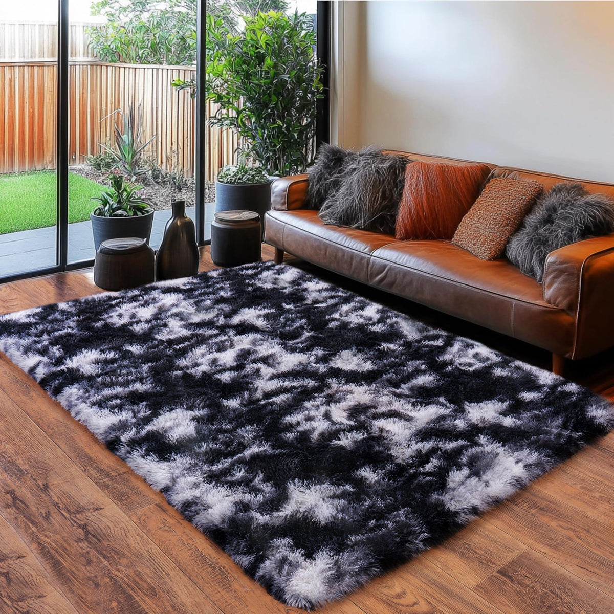 8x10 Area Rugs for Living Room, Ultra Soft Large Shag Black Bedroom Rug Upgrade Non-Slip Plush Modern Fluffy Carpet for Kids Boys Girls Room Home Decor Aesthetic