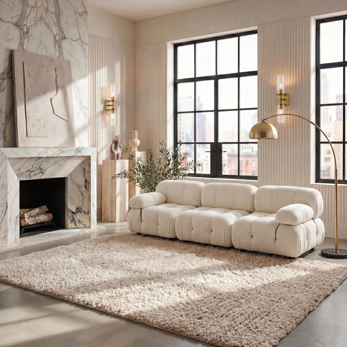 SAFAVIEH August Shag Rug 5'3"x7'6", Soft Plush Modern Ivory AUG200C
