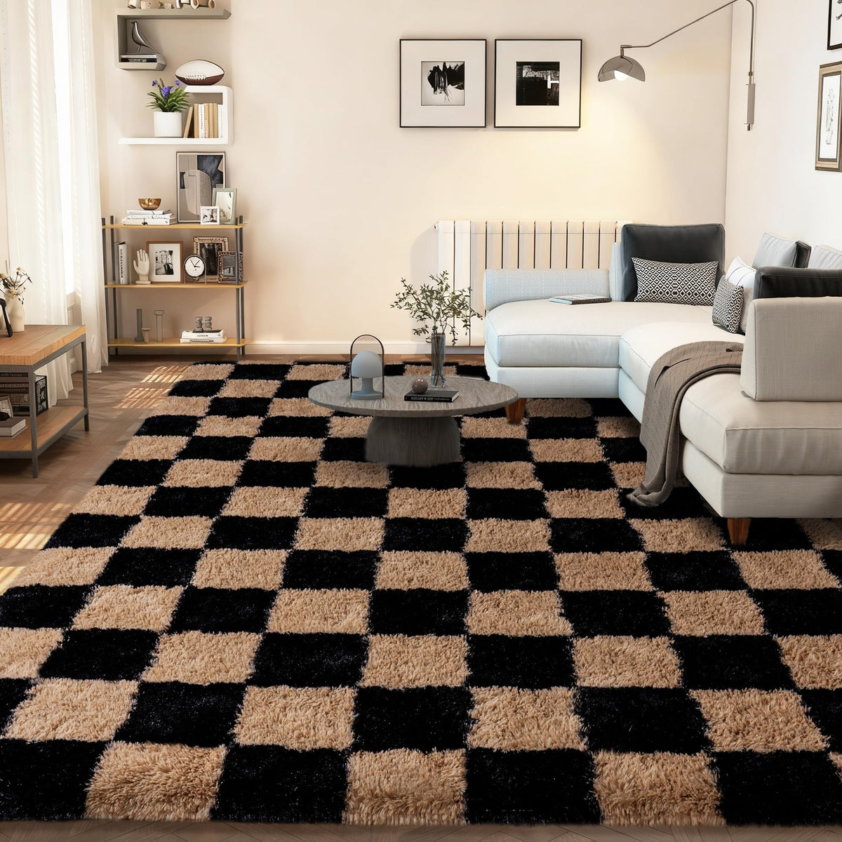Large 8x10 Area Rugs for Living Room, Tie-Dyed Yellow Soft Shag Rug