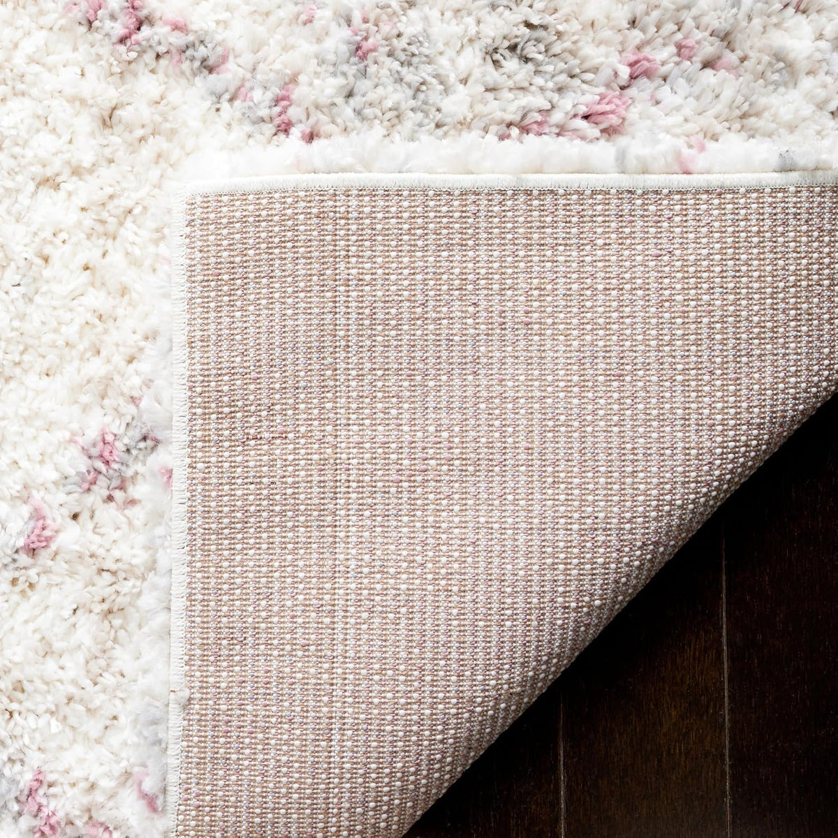 SAFAVIEH Area Rug 8x10 - Fontana Shag Collection - Large - Pink & Ivory, Modern Design, Non-Shedding & Easy Cleaning, Ultra Plush Thick Pile, Ideal for Living Room, Bedroom, Dining Space (FNT886U)