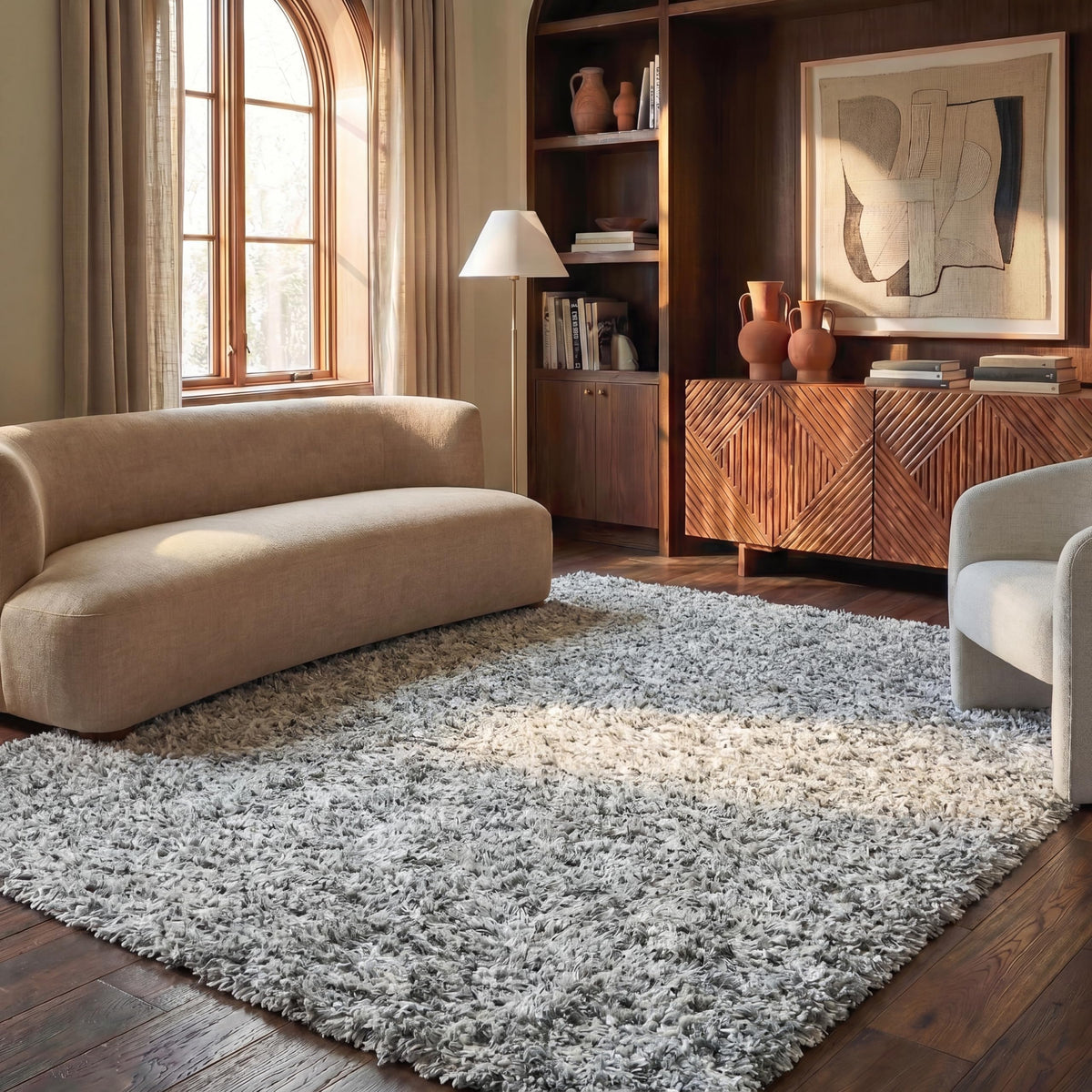 SAFAVIEH Rio Shag Collection 3' x 5' Rust / Ivory SG960P Handmade 1-inch Thick Area Rug