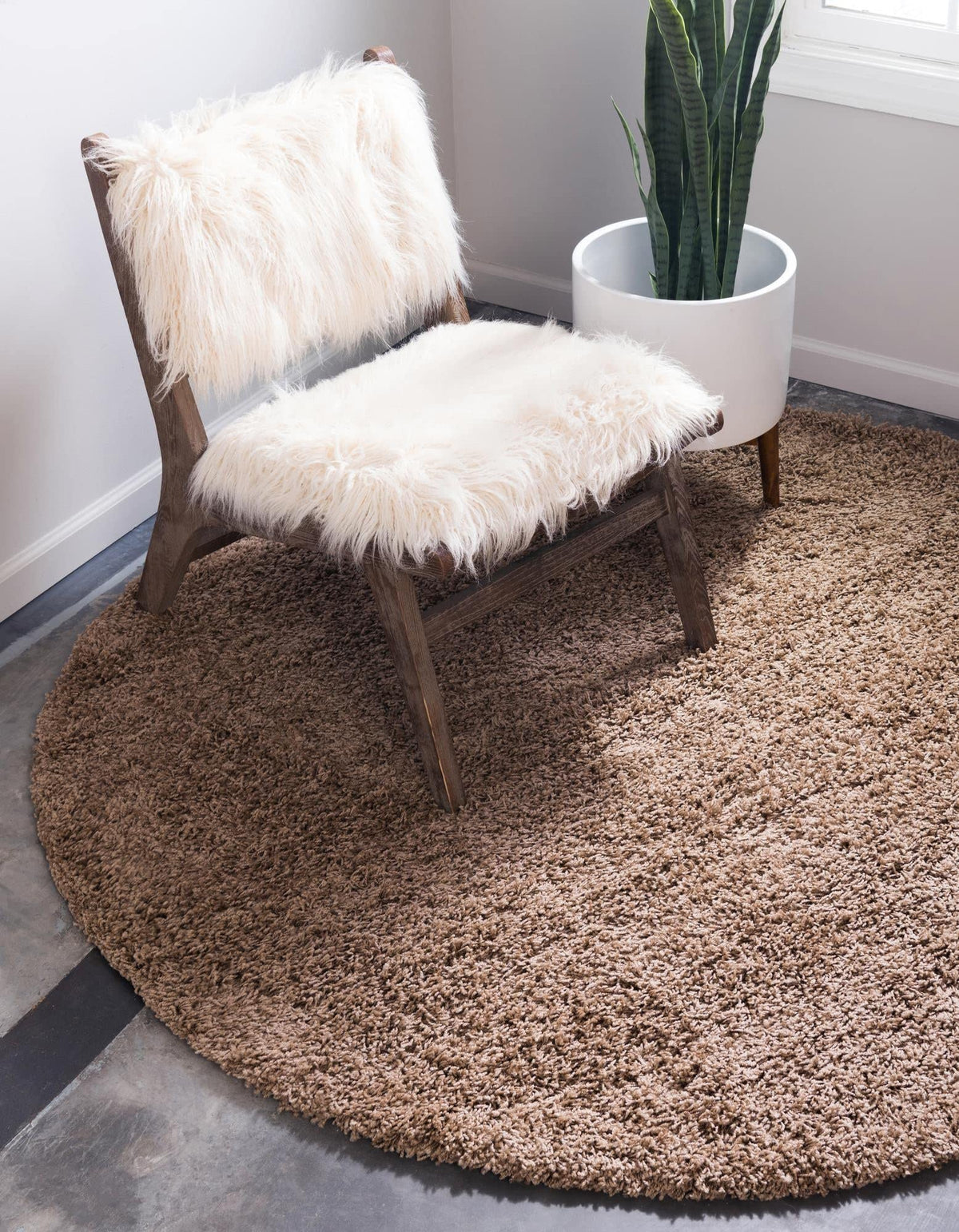 Unique Loom Solid Shag Collection Area Rug (8' x 10' Rectangle, Sandy Brown)