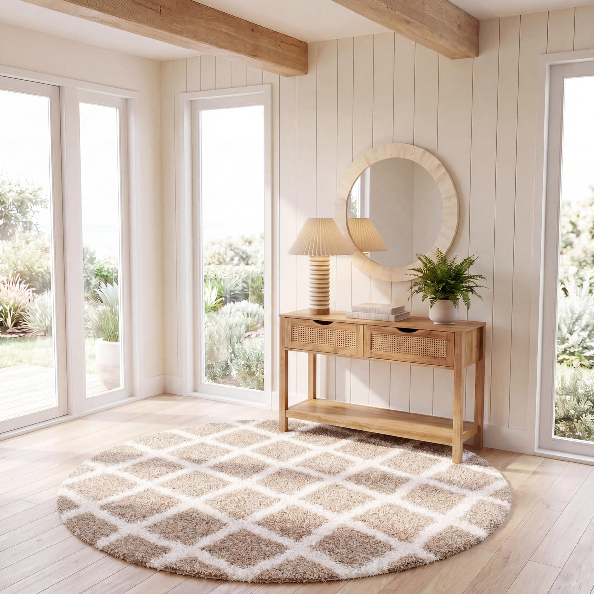 SAFAVIEH Area Rug 8x10 - Dallas Shag Collection - Large - Dark Grey & Ivory, Trellis Pattern, Non-Shedding & Easy Cleaning, Plush Thick Pile, Ideal for Living Room, Bedroom, Dining Space (SGDS258A)