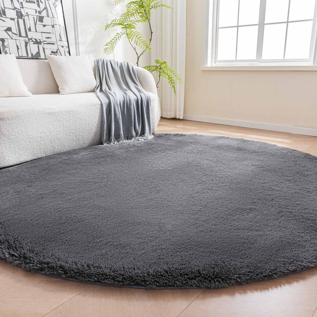 Amazon Basics Fluffy Washable Area Rug, Shaggy Carpet for Living Room, Bedroom, 5' W × 7' L, Pink